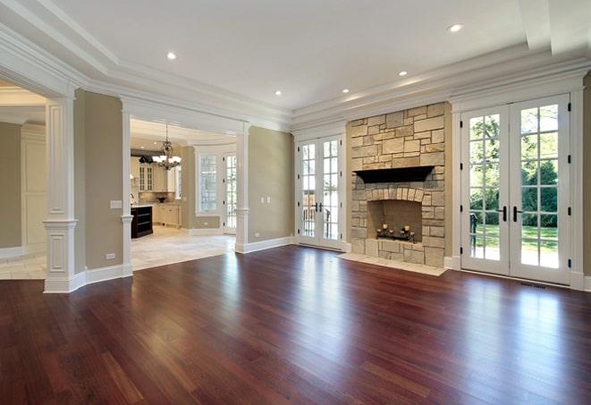 glossy hardwood floors in a sleek office space